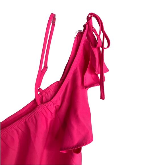 ASTR The Label Mini Dress Womens Size Petite Hot Pink Off Shoulder Tie Strap - Picture 7 of 10
